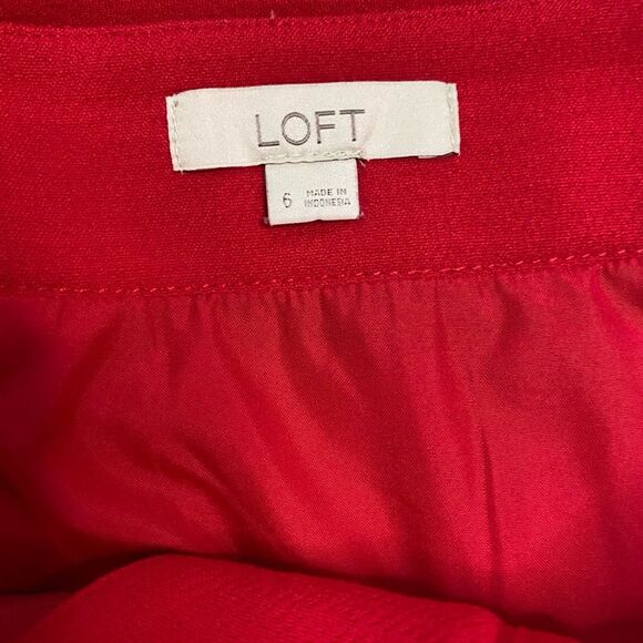 LOFT Red A-Line Mini Skirt with Tie Waist - Picture 8 of 9